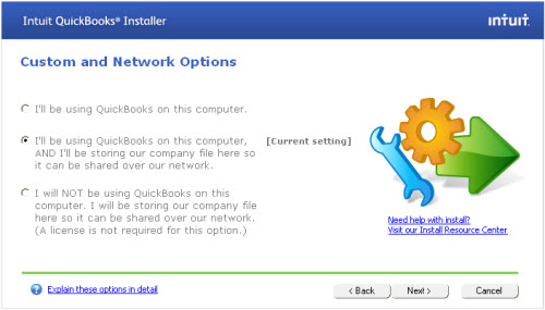 Intuit QuickBooks Installer Options