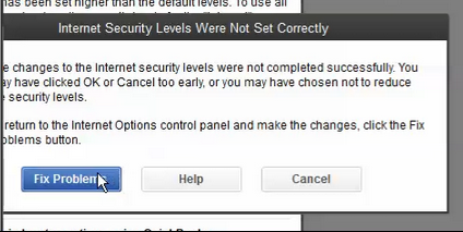 QuickBooks Internet Security Levels Error