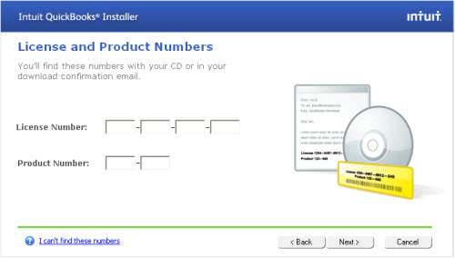 QuickBooks License and Product Number
