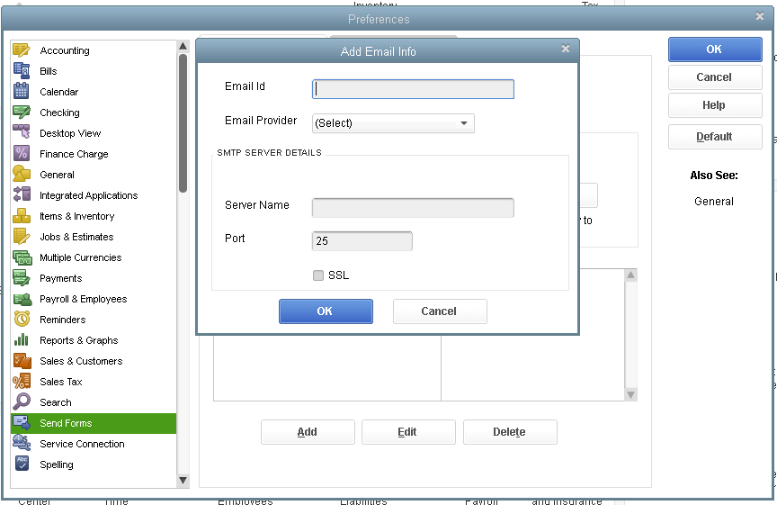 QuickBooks to Send Forms