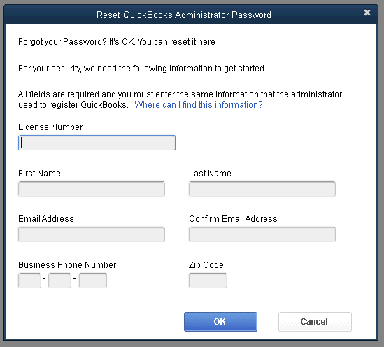 Recover QuickBooks Administrator Password