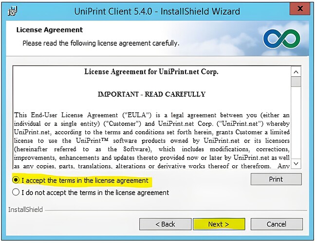 License Agreement & click on Next button