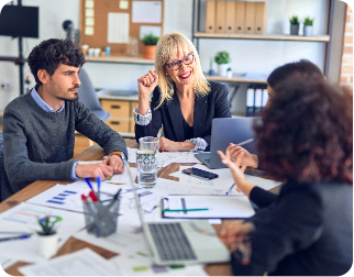 bpo employees discussing chart