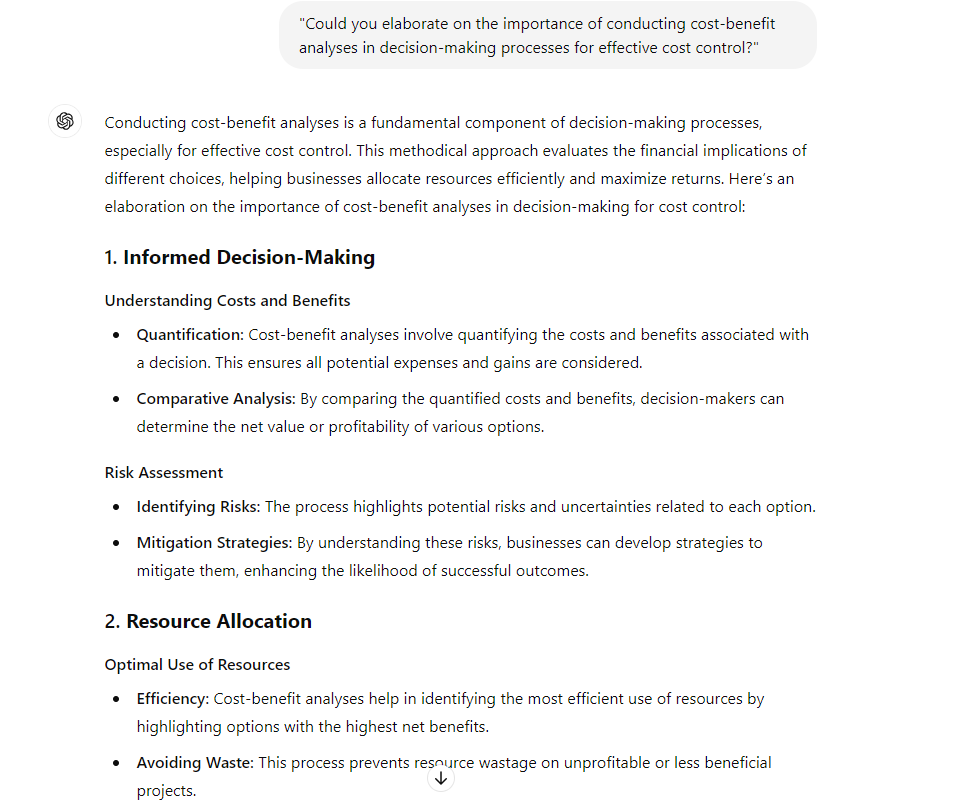 ChatGPT prompt for accountants on cost-benefit analysis
