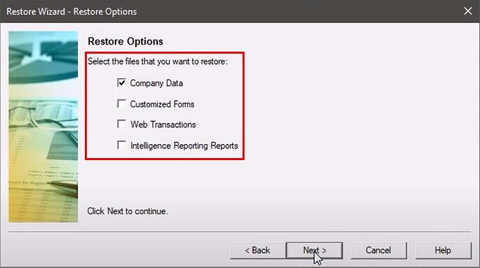 restore sage file from options