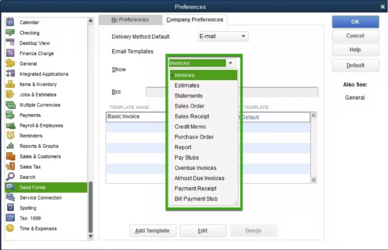 create new email template in quickbooks desktop