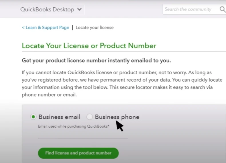 find quickbooks license and product number