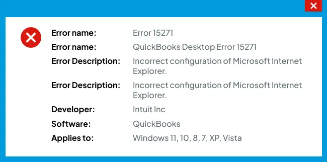 Guide to fixing QuickBooks Error 15271 that occurs when a payroll update fails due to an unvalidated file.