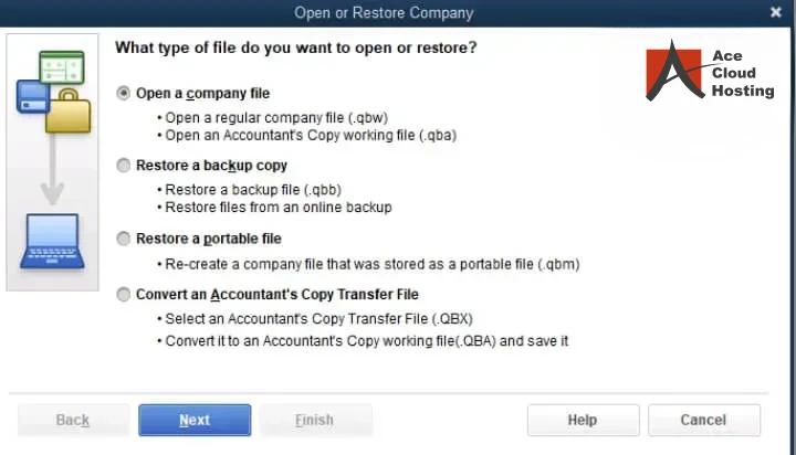 open or restore quickbooks company file in cloud