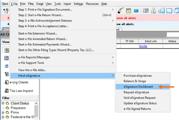 intuit esignature feature in lacerte tax software