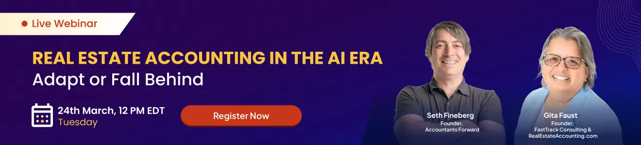 Real Estate Accounting in the AI Era webinar on March 24 from 12 PM to 1 PM EDT
