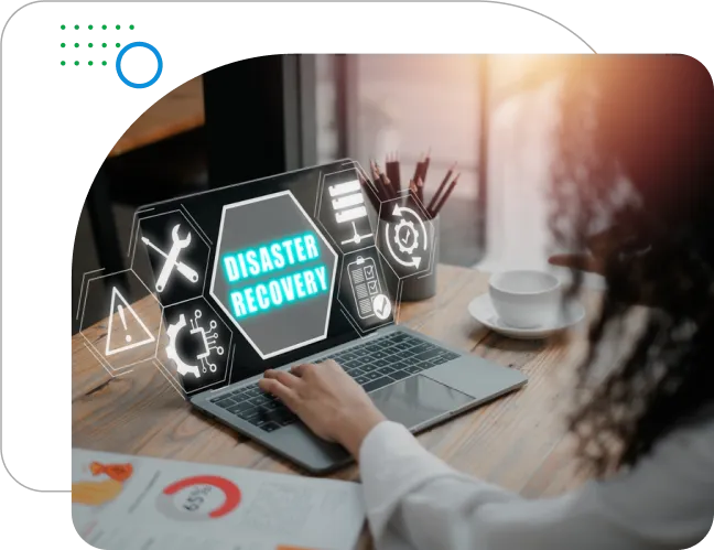 Managed disaster recovery solutions ensuring business continuity with DRaaS, automated failover, and real-time replication.